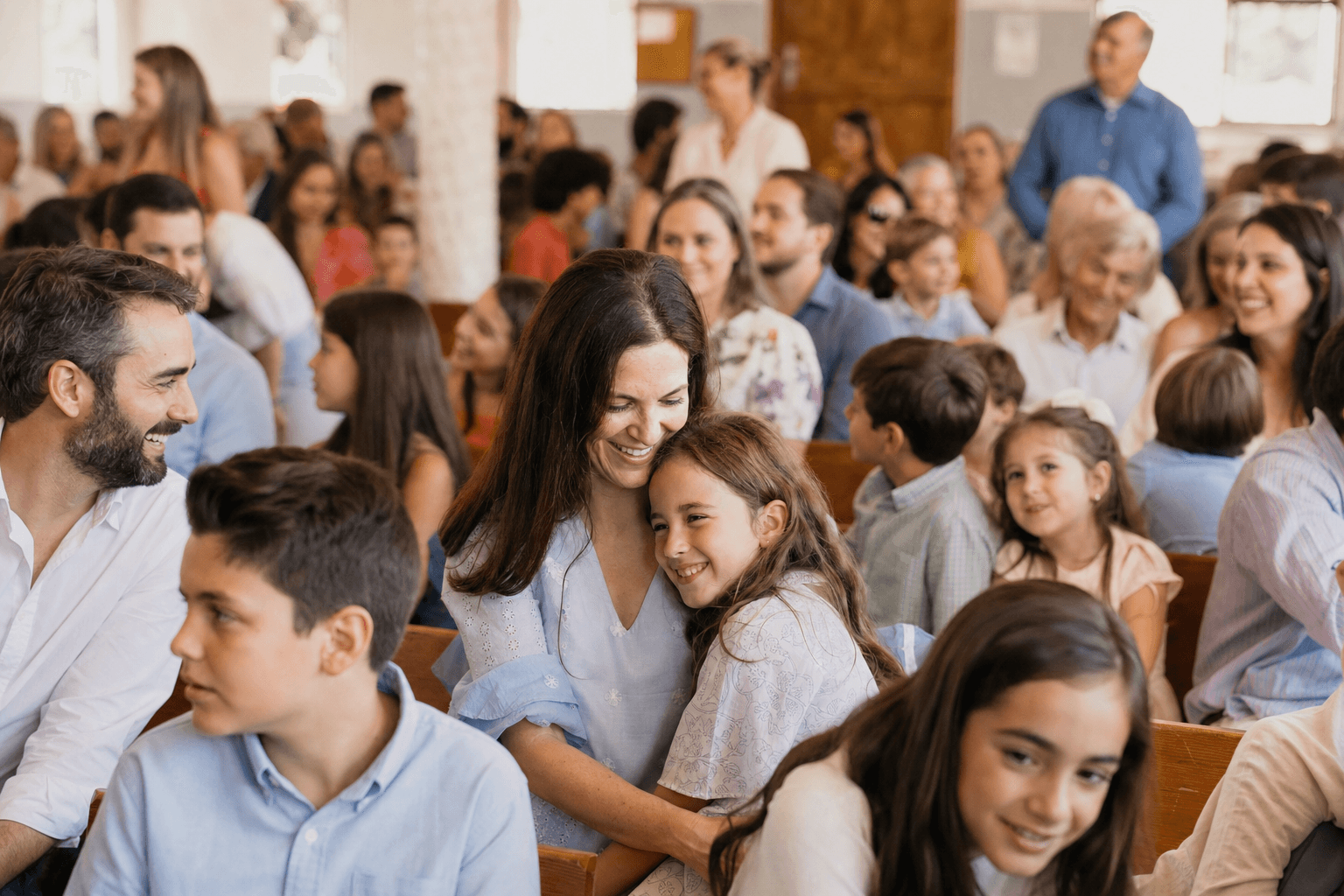 Families together at a welcoming school community event