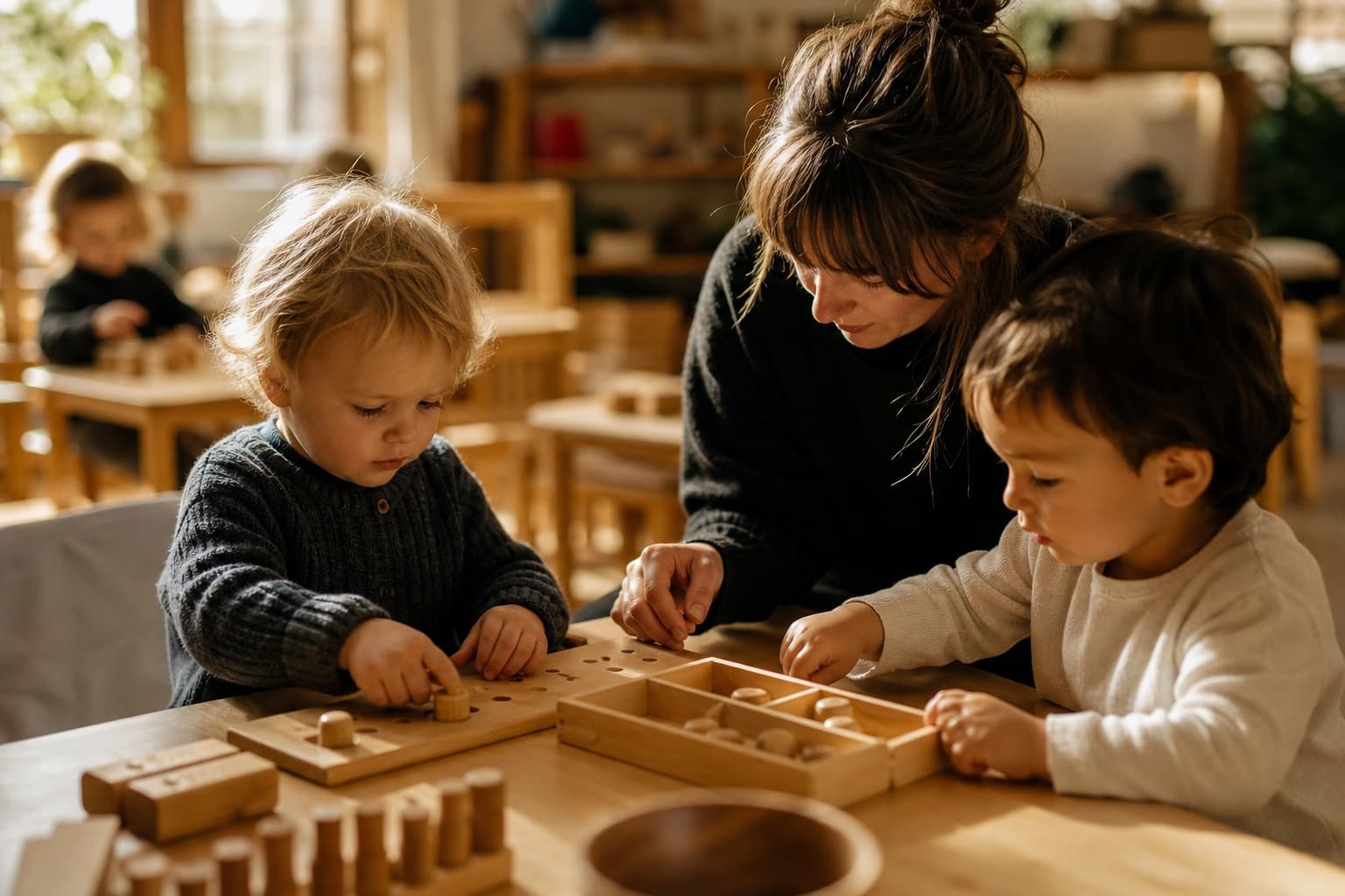Young children learning in an early-childhood classroom